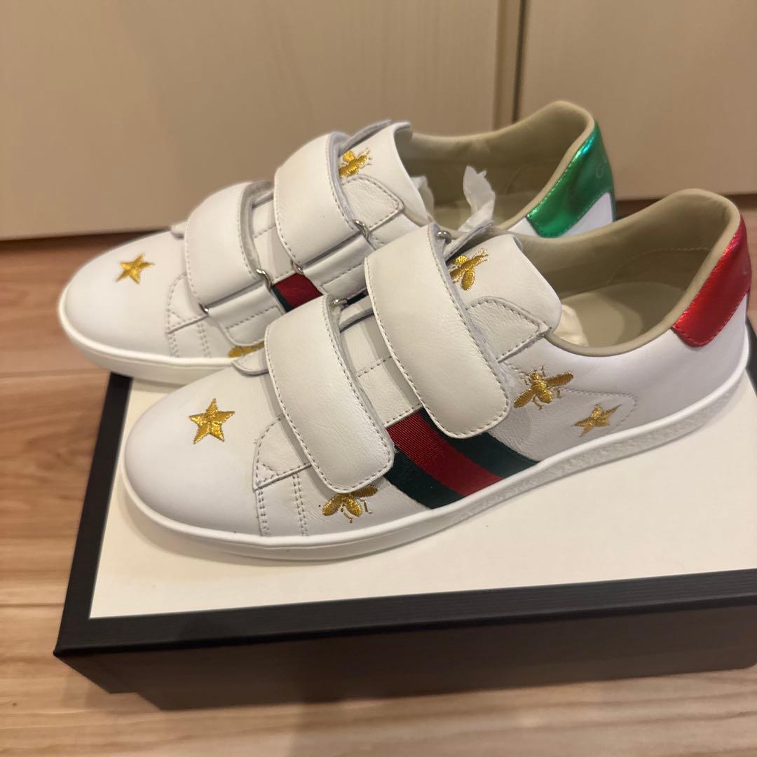 GUCCI ベルクロスニーカー ホワイト/レッド/グリーン