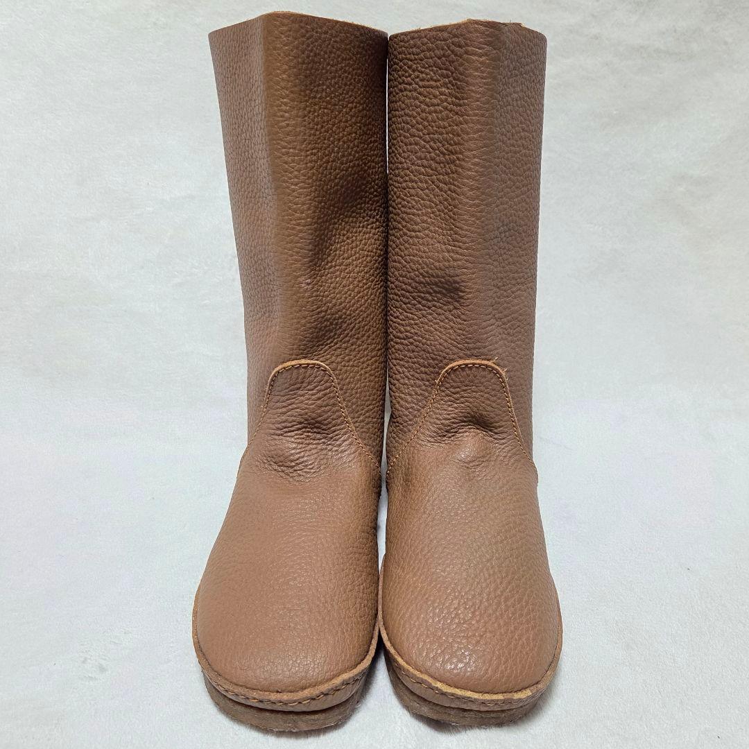 【新品未使用】Koos コース ミドルブーツ 本革 ライトブラウン 24.5