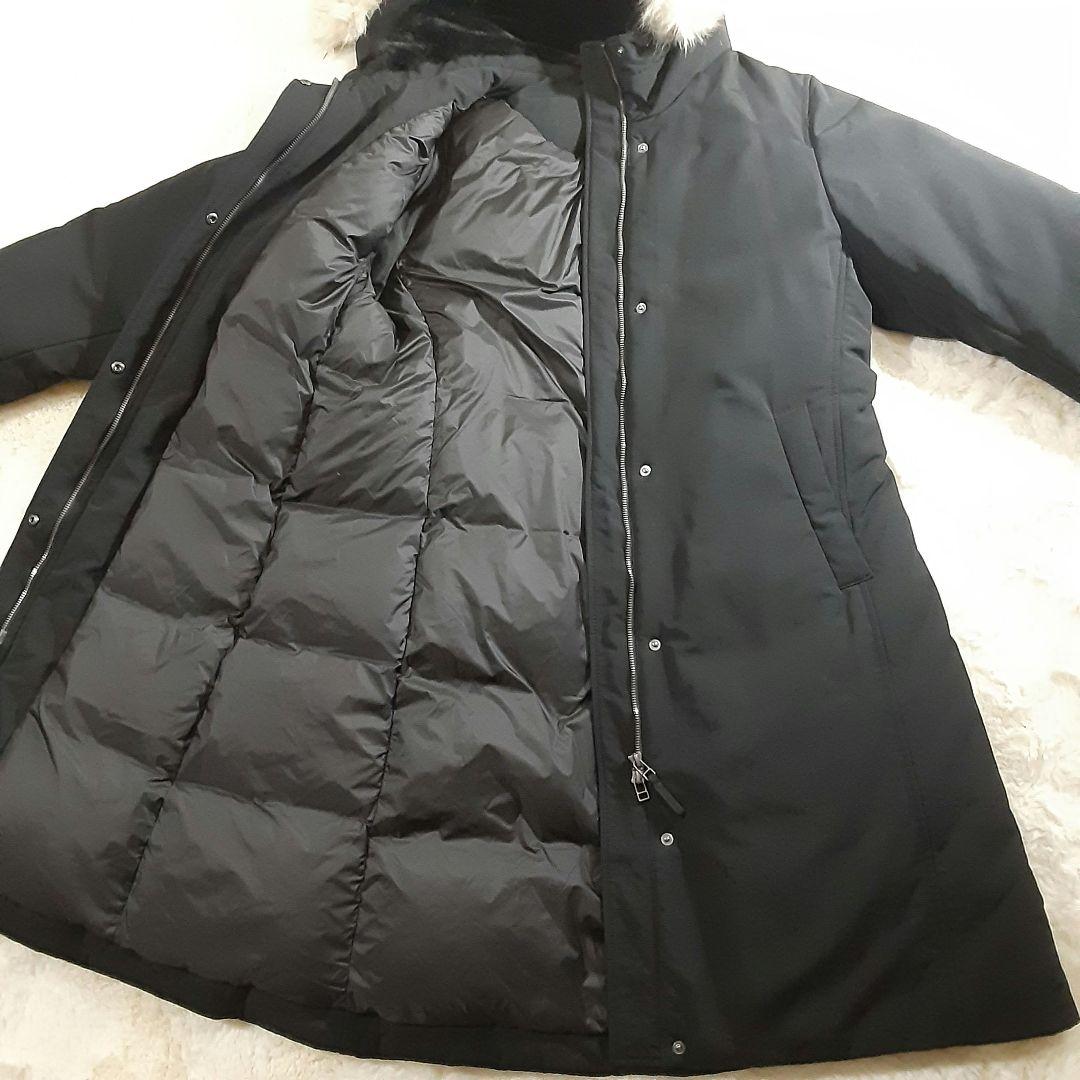 ユニクロ　大きめサイズXL　ダウンロングコート　黒　ファー付フード内ベロア　美品