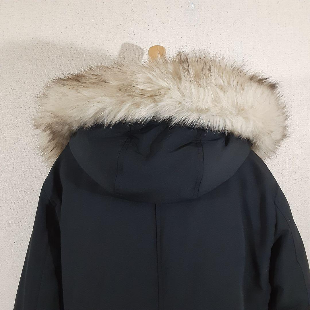 ユニクロ　大きめサイズXL　ダウンロングコート　黒　ファー付フード内ベロア　美品