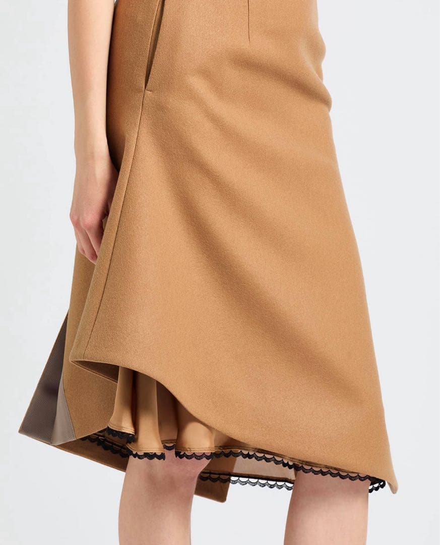 新品未使用Sacai ウール メルトン レース ドッキング スカート