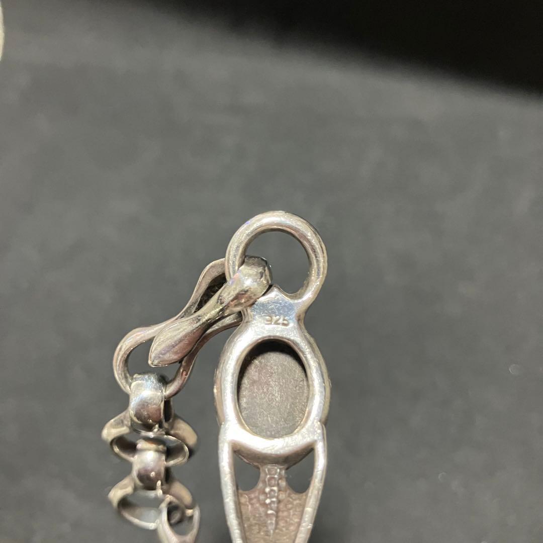 シルバー925 チェーンブレスレット ブラックスター