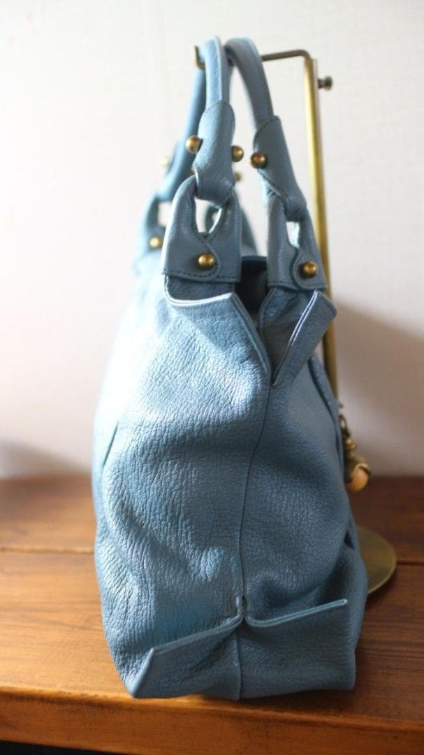 美品 TOFF&LOADSTONE 本革 バッグ スモーキーブルー