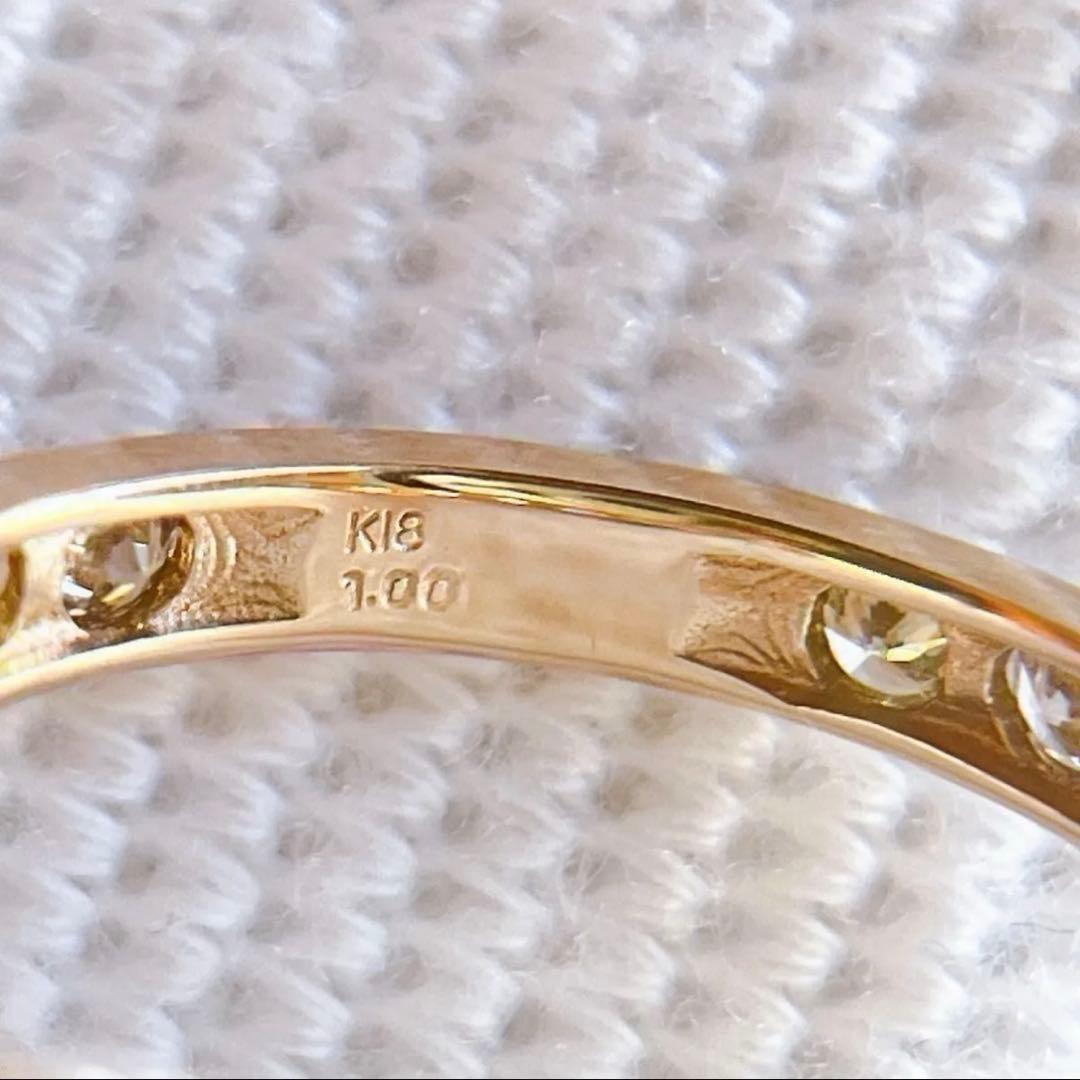 【1217】 K18PG 天然ダイヤモンド 1ct エタニティ 11.5〜12号