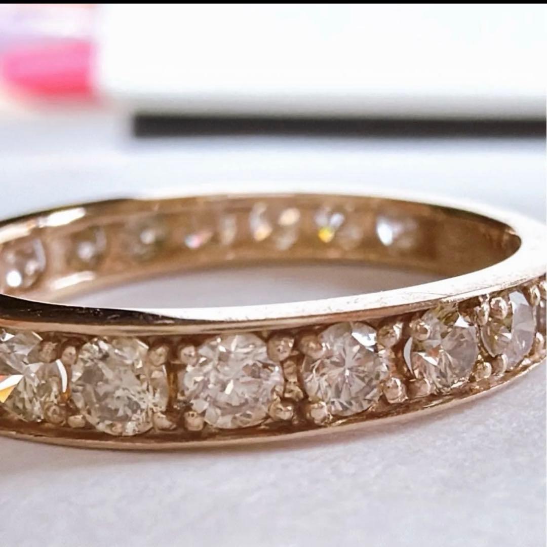 【1217】 K18PG 天然ダイヤモンド 1ct エタニティ 11.5〜12号