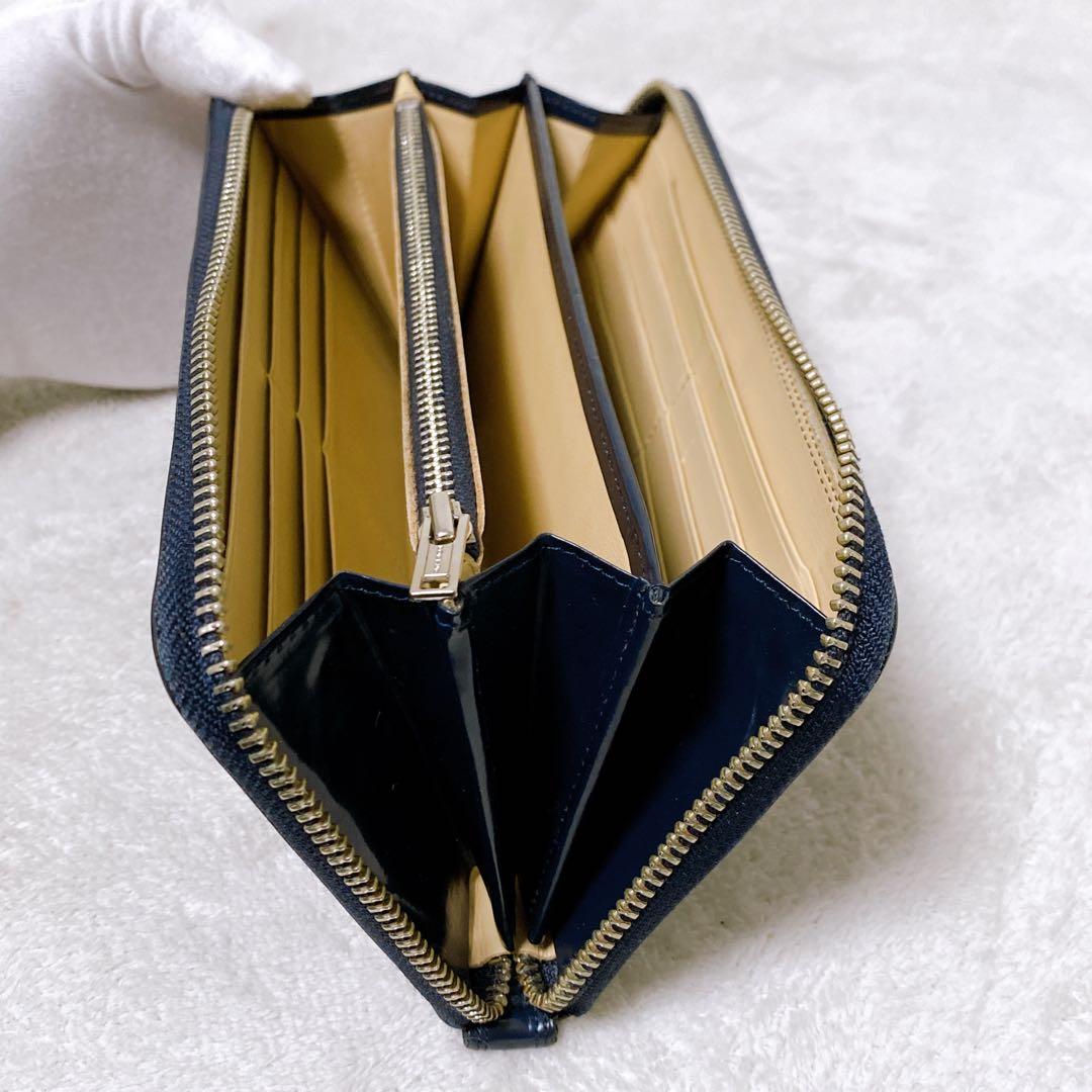 希少　PORTER ポーター　カウンター　長財布　ラウンドジップ　ネイビー　本革