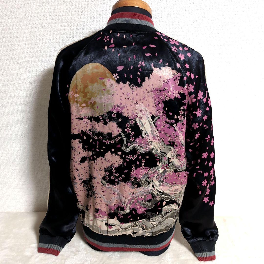 dx16 雅結 桜刺繍 スカジャン リバーシブル 黒 × 金 メンズM