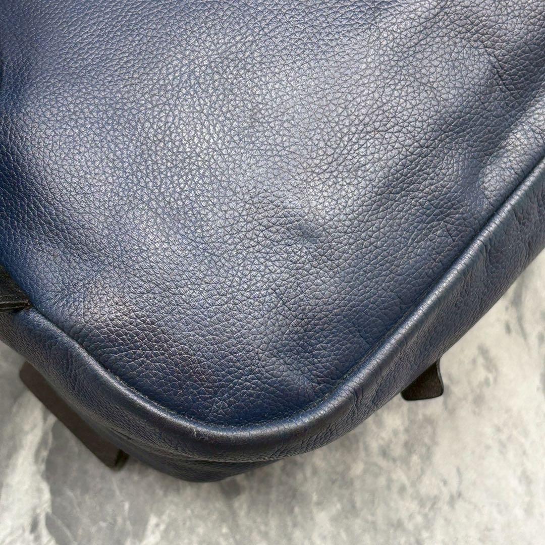 極美品 COACH トンプソン ボディバッグ ネイビー レザー ななめがけ