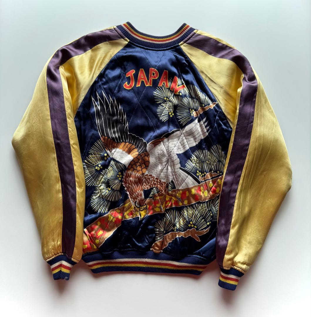 ヴィンテージ・ビンテージ品★ ウエアハウス刺繍スカジャンゴールド ワインレッド