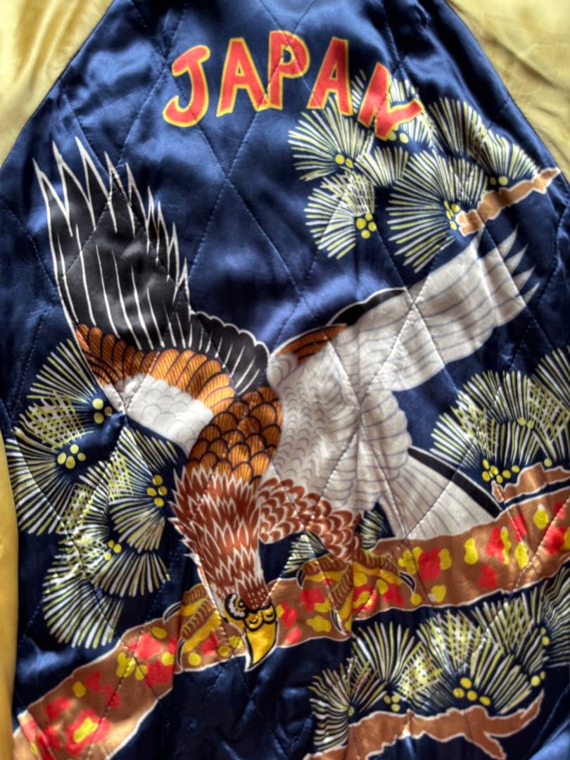 ヴィンテージ・ビンテージ品★ ウエアハウス刺繍スカジャンゴールド ワインレッド