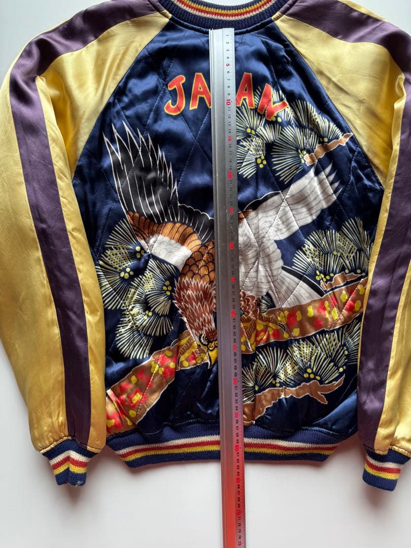 ヴィンテージ・ビンテージ品★ ウエアハウス刺繍スカジャンゴールド ワインレッド