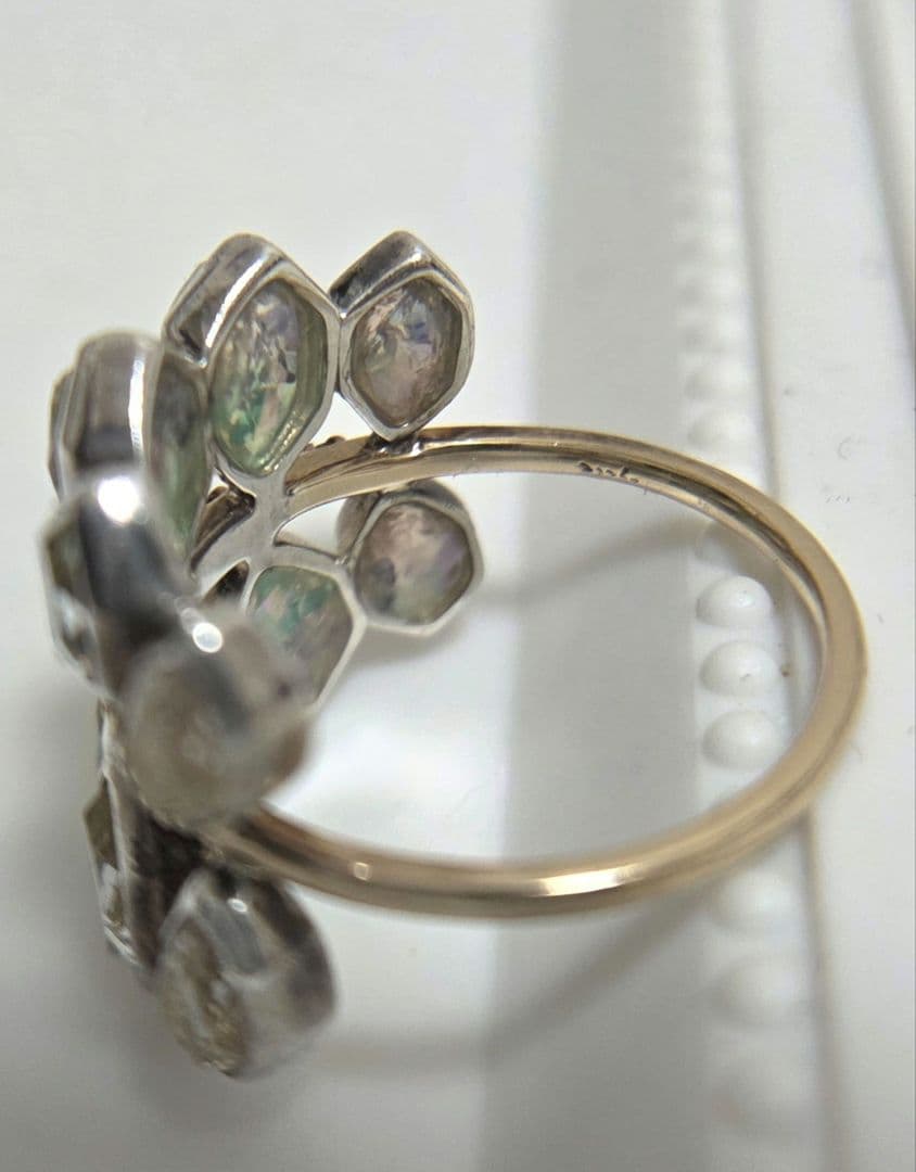 最終価格希少☆アガット K10&シルバーダイヤ&天然石リング 13号