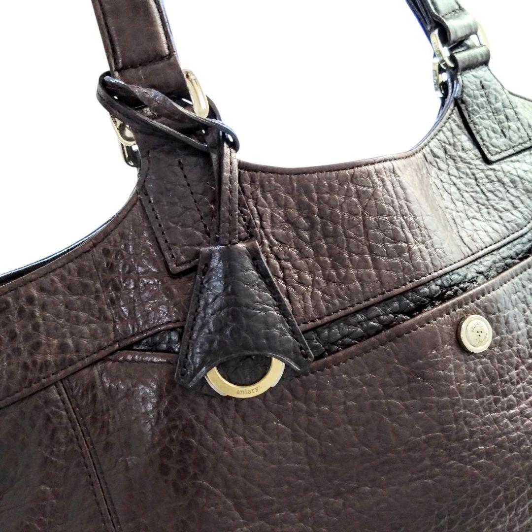 ✨美品アニアリ ダークブラウン レザートートバッグ ビジネス クロコ