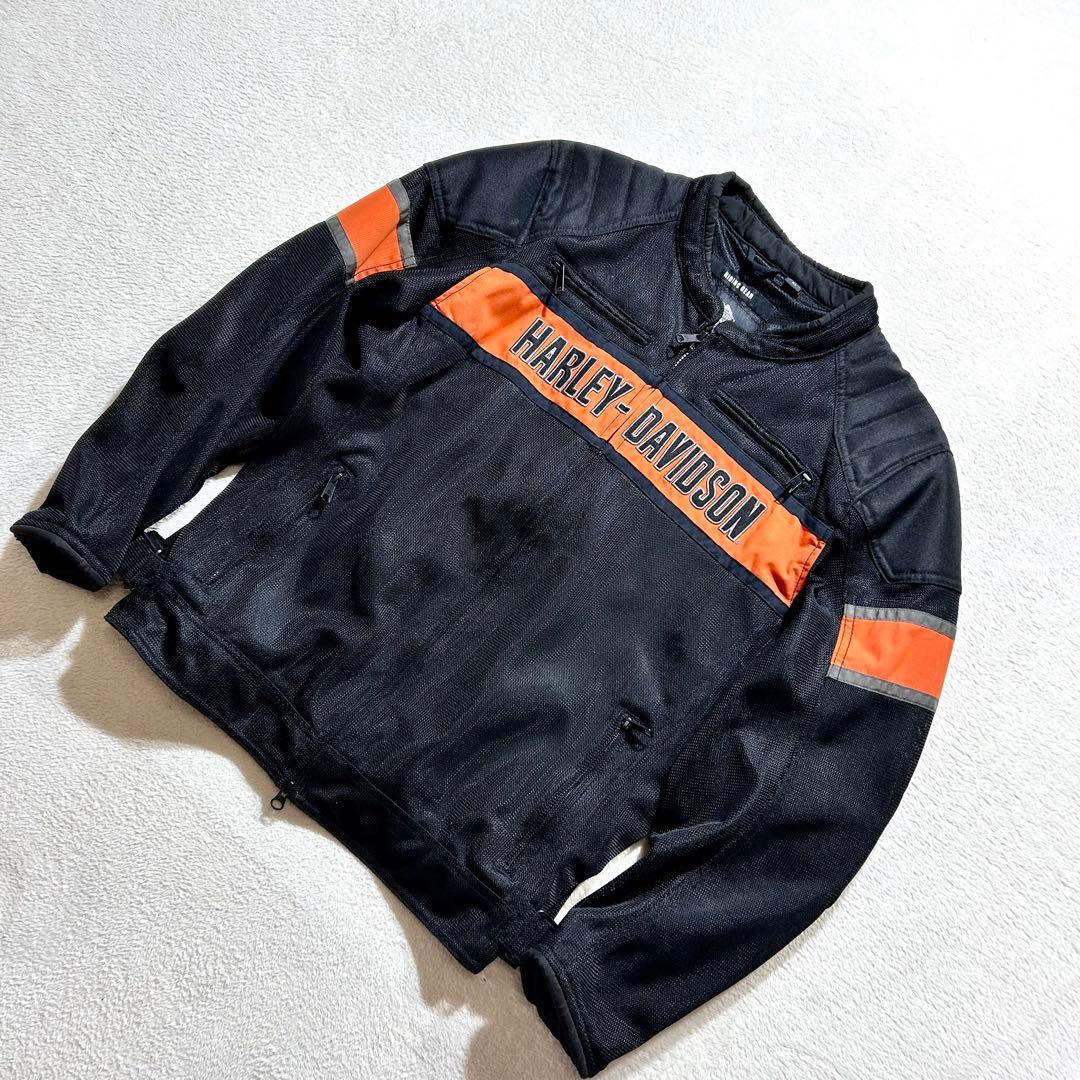 【HARLEY-DAVIDSON】 ライダースジャケット XL 刺繍ロゴ