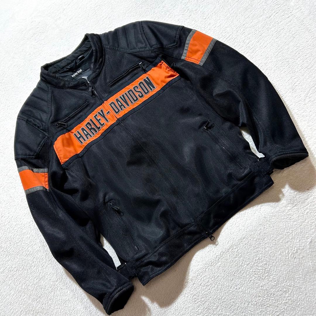 【HARLEY-DAVIDSON】 ライダースジャケット XL 刺繍ロゴ