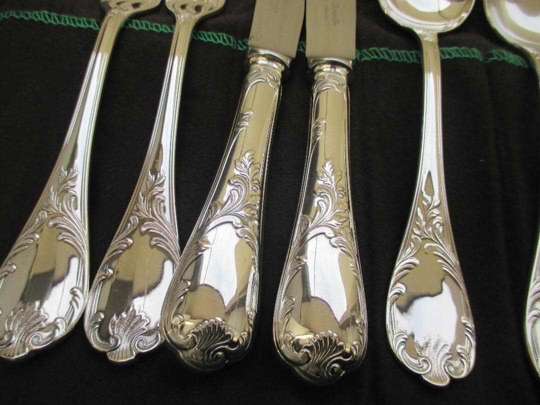 ☆仏蘭西高級銀器クリストフルシルバー カトラリー１０本　マルリー酸化防止収納袋入