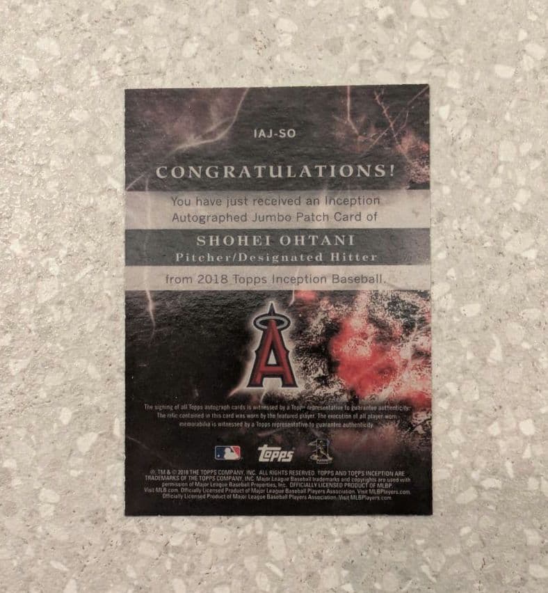 2018大谷翔平ルーキーサインカード（リプリント）