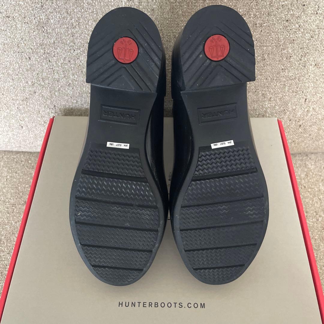 HUNTER ブラック ショート レインブーツ ヒール約7cm 現行品