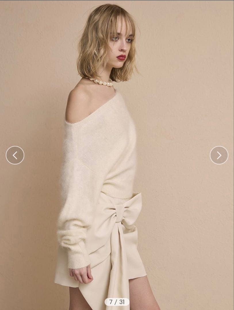 アイボリー オフショルダー ニット　eimy istoire