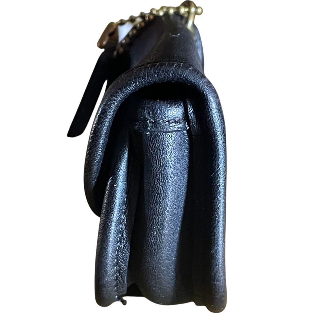 美品　オールドコーチ　ケース　レザー　ネイビー　ターンロック　小銭入れ