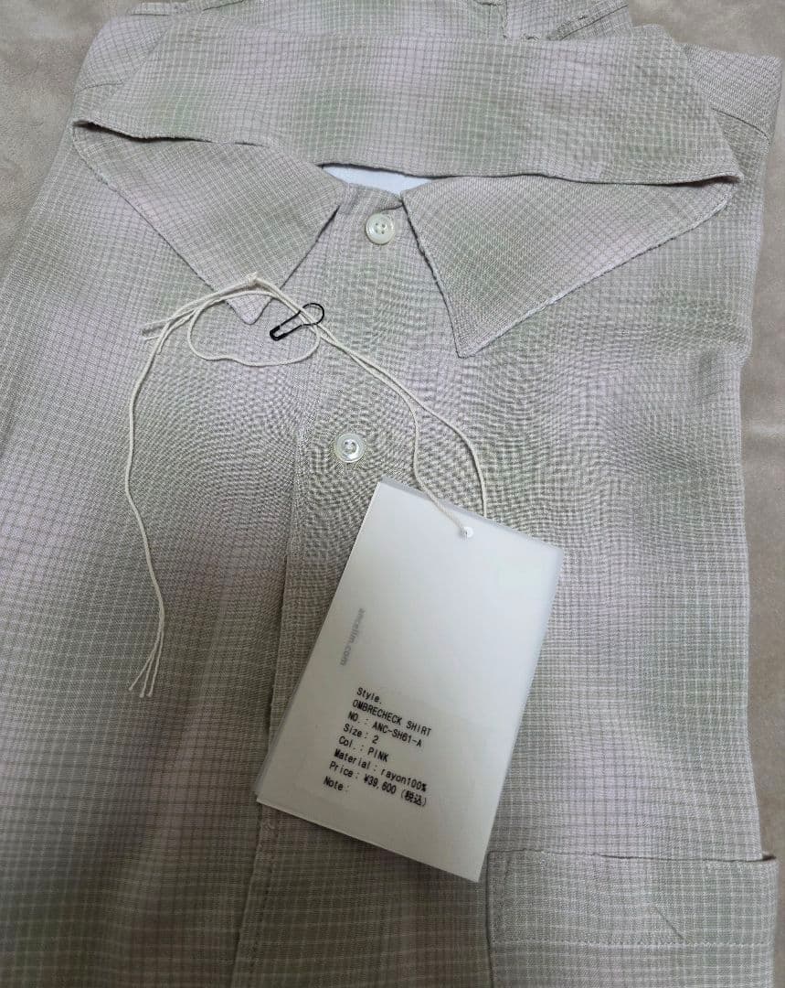 ANCELLM OMBRECHECK SHIRT ピンク サイズ2 25SS