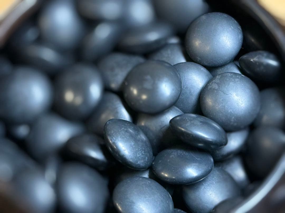 S28 最高級「碁石」蛤 那智黒石 縞黒檀箱 桐箱付 厚み11㎜