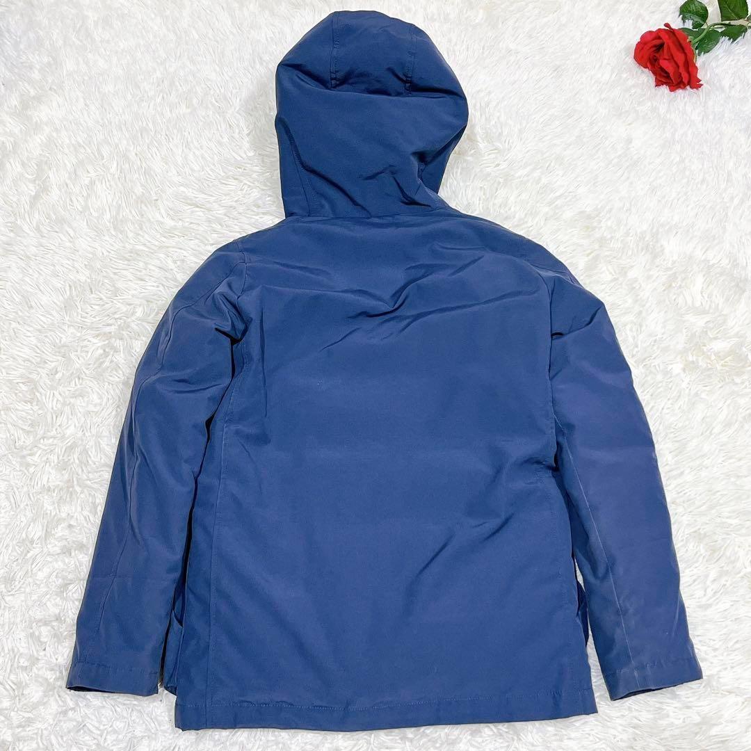 極美品✨　DANTON　フーデッドダウンジャケット　ファー付き　ブルー　34