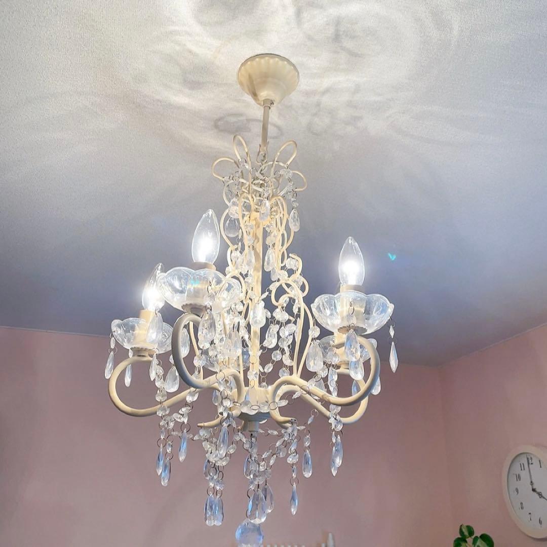 シャンデリア　Alice　5灯　クリーム色　LED対応　照明