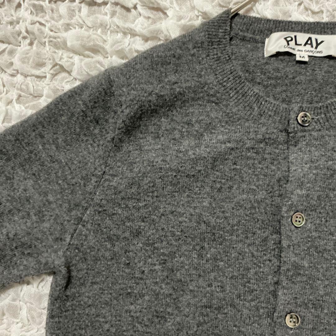 プレイコムデギャルソン　ニットカーディガン　クルーネック　チャコールグレー　M