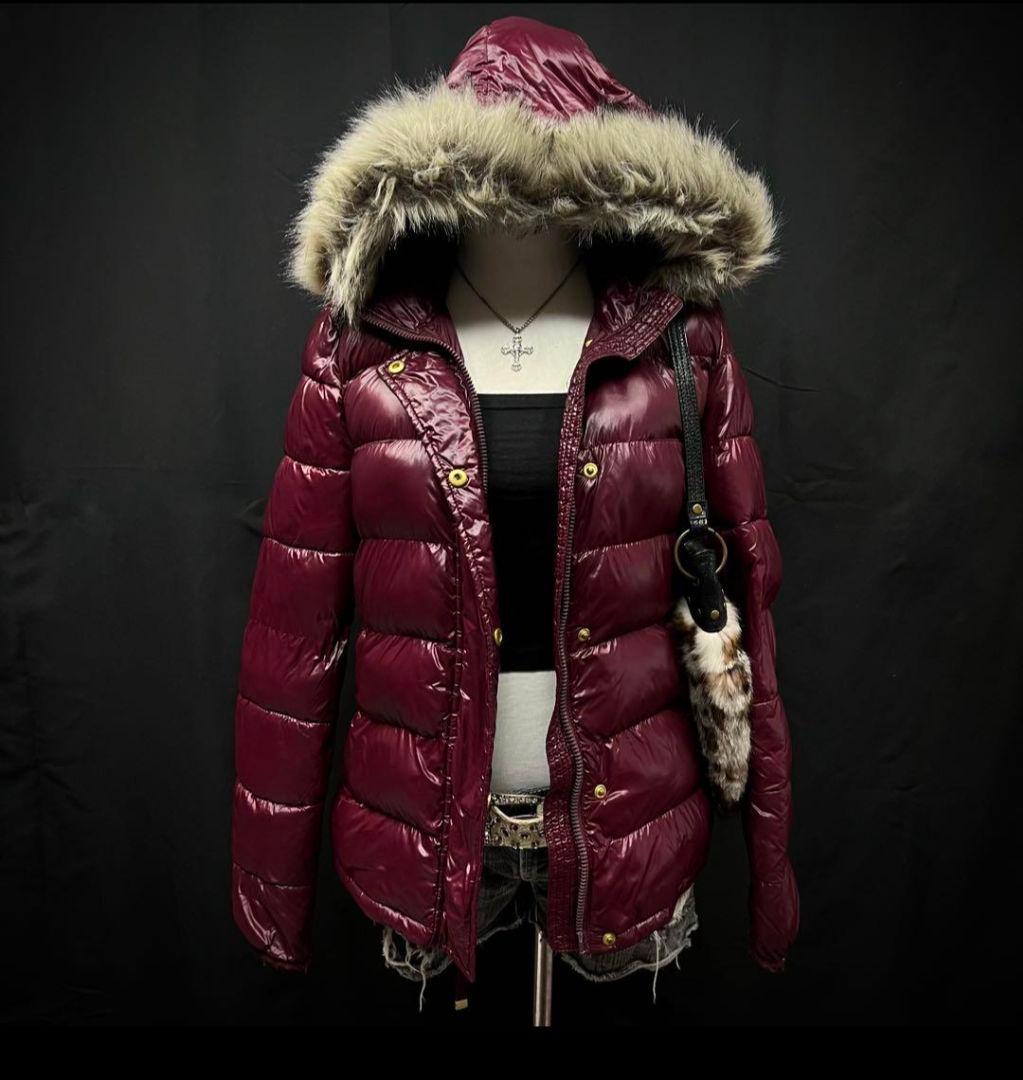 平成ギャル　y2k グランジ　ファー付き　ダウンジャケット　GAP 光沢　お兄系