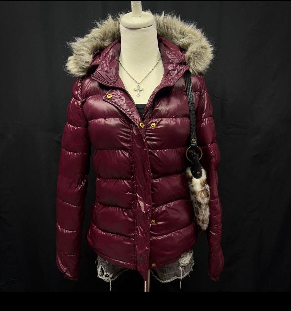 平成ギャル　y2k グランジ　ファー付き　ダウンジャケット　GAP 光沢　お兄系