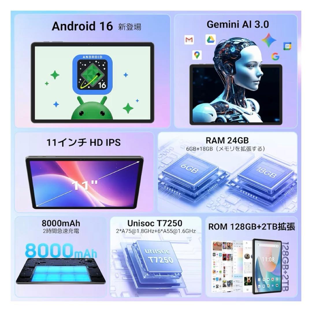 タブレット(2026新型) Android16 ⭐️11インチ⭐️