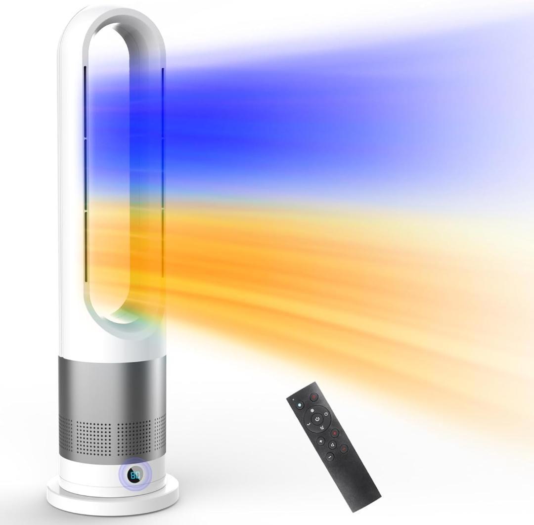 冷暖兼用　羽根なし 扇風機 タワーファン 温風 冷風 冷暖房　ホワイト