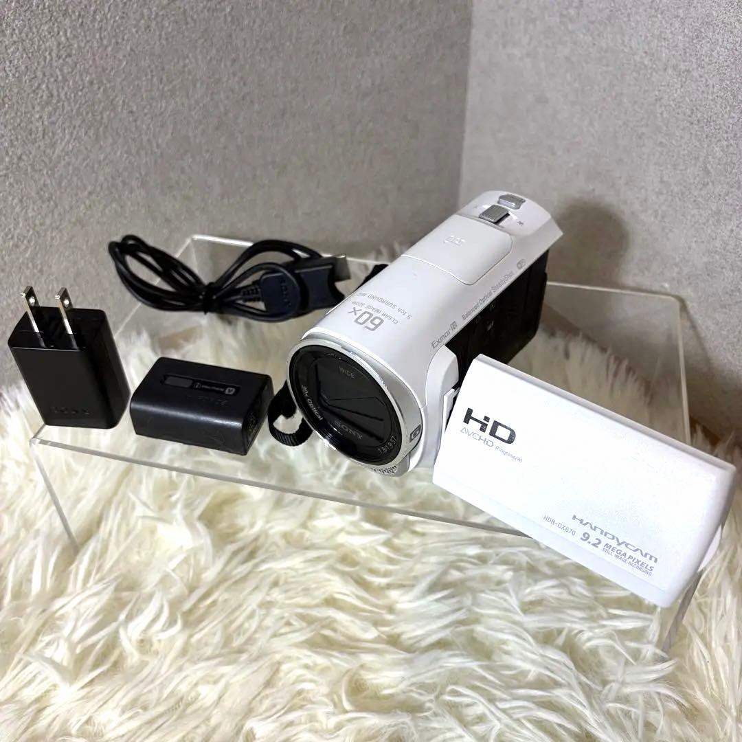 【美品】SONY HDR-CX470 ハンディカムビデオカメラ 本体 ホワイト