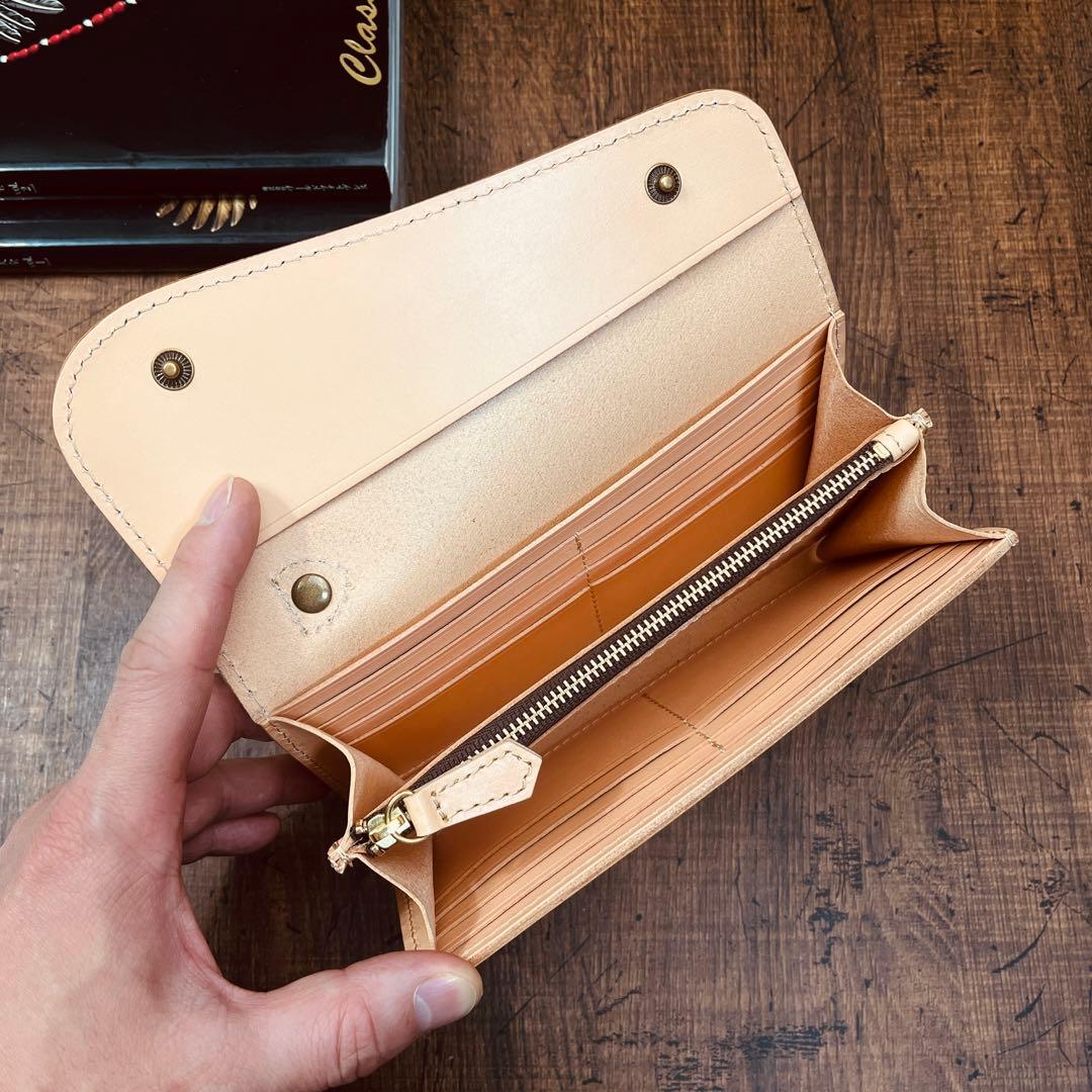 メンズ財布 長財布 ラウンドファスナー ヌメ革 ロングウォレット 栃木レザー