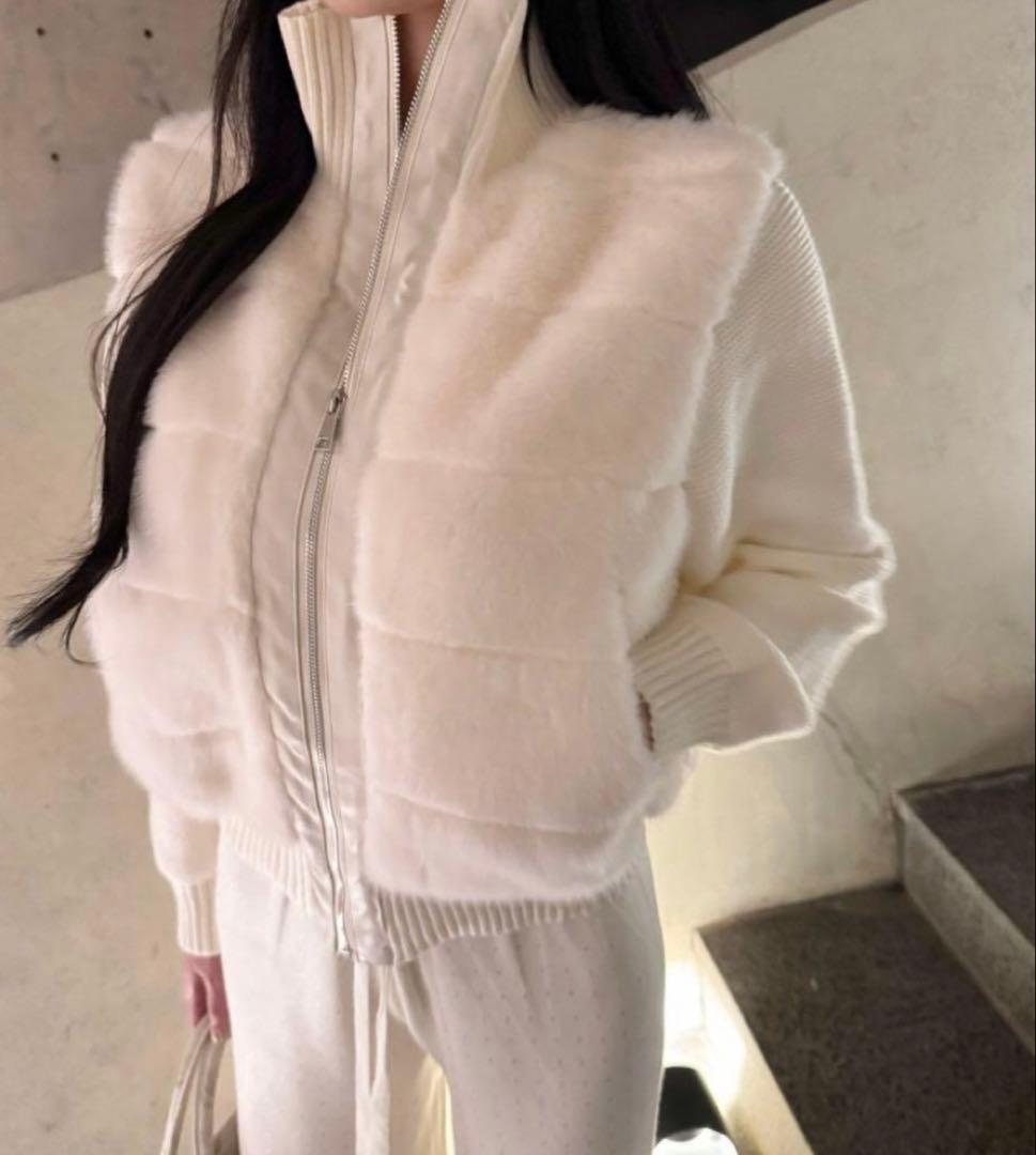 DHOLIC フリース風　2WAYニットスリーブエコファーダウンジャンパー