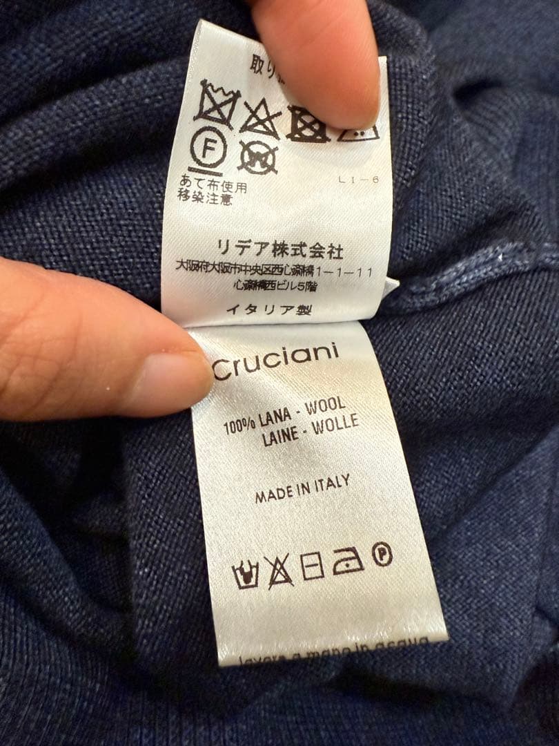 CRUCIANI ウール100% ネイビー タートルネック 50