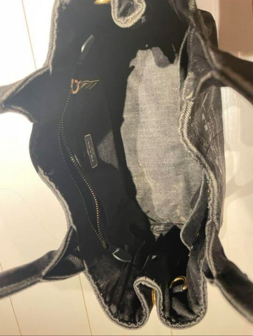 prada バッグ　カナパ　S　ブラックデニム