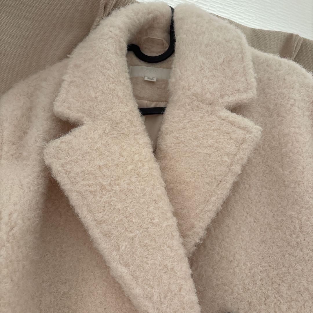 Sサイズ／ZARA／ブークレダブルブレストミディ丈コート