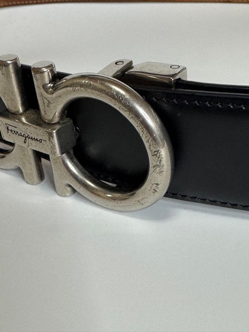 【イタリア製】サルバトーレフェラガモ　ガンチーニ　ブラック　レザーベルト