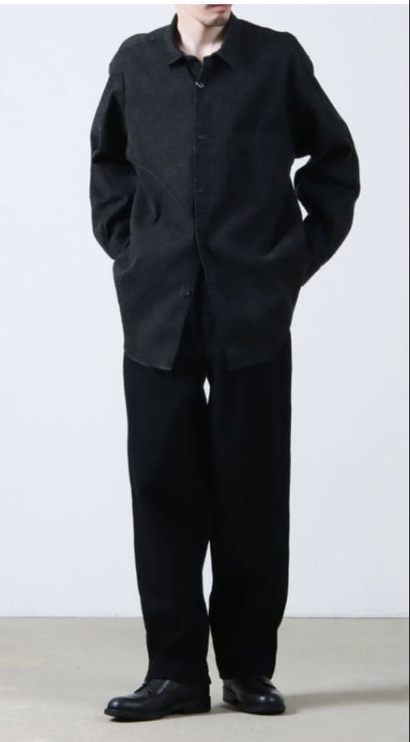 COMOLI デニムコモリシャツ Black/Ecru size2