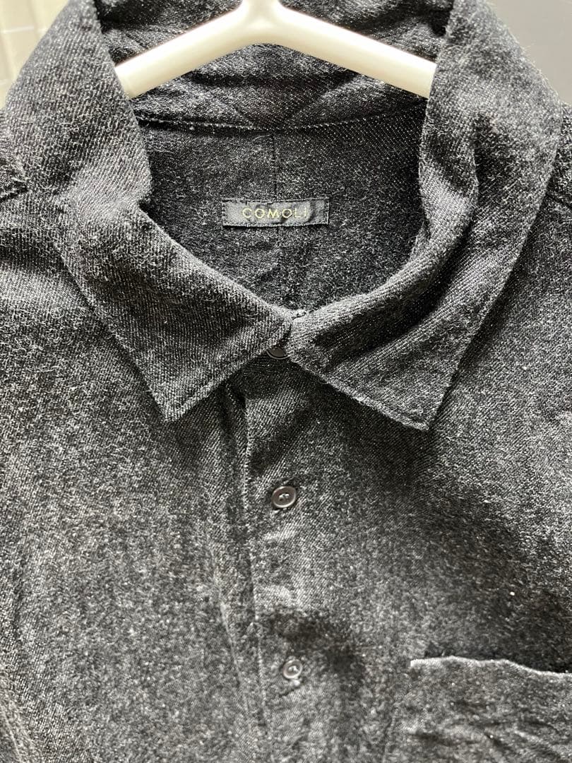 COMOLI デニムコモリシャツ Black/Ecru size2