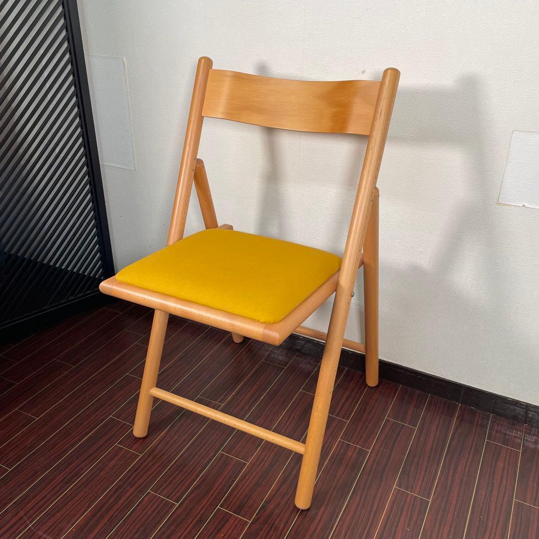 座面張替え済♪ 廃盤人気商品 無印 フォールディングチェア 折り畳みチェア 北欧