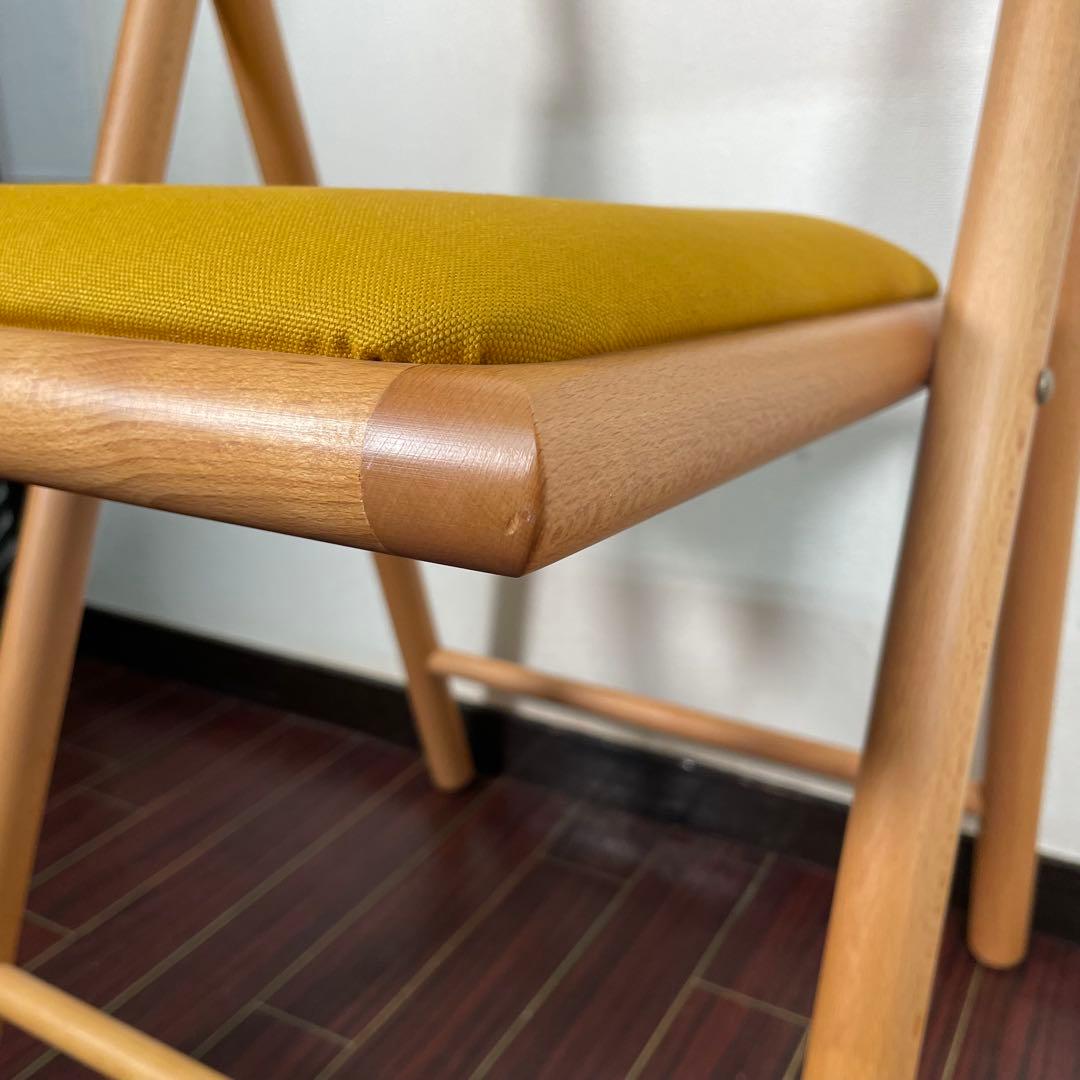 座面張替え済♪ 廃盤人気商品 無印 フォールディングチェア 折り畳みチェア 北欧