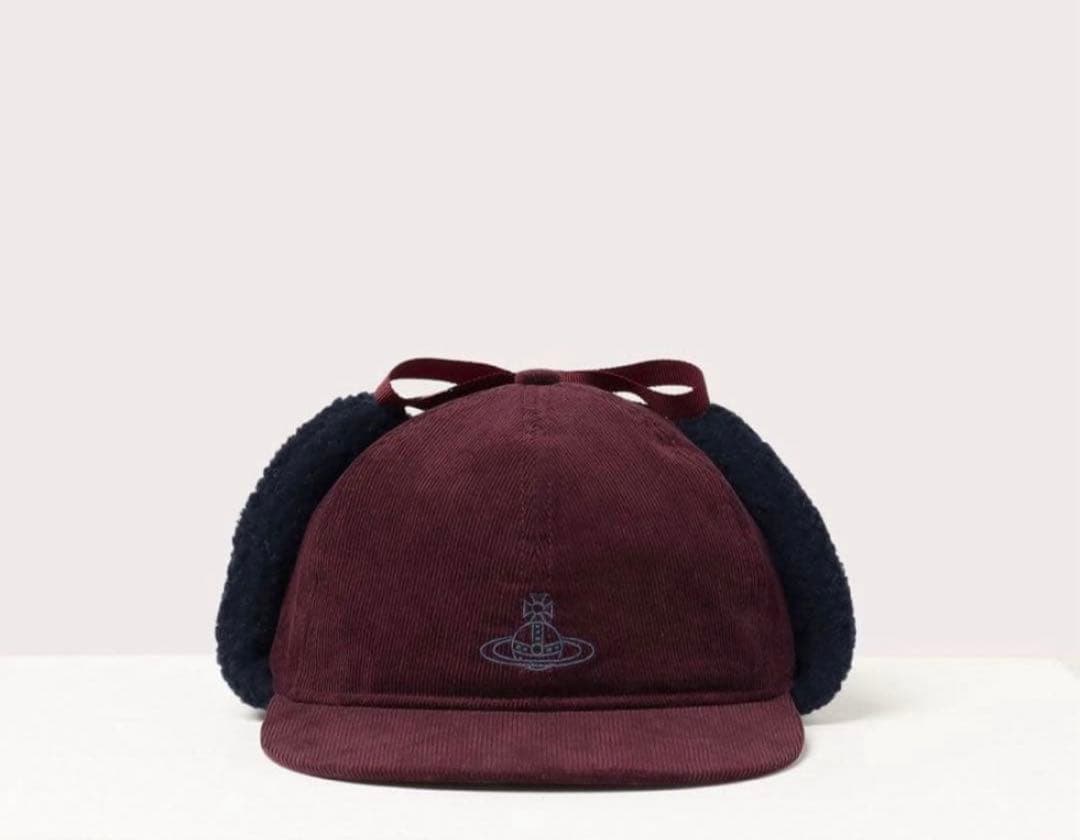 ヴィヴィアン・ウエストウッド ボア×コーデュロイ フラップキャップ