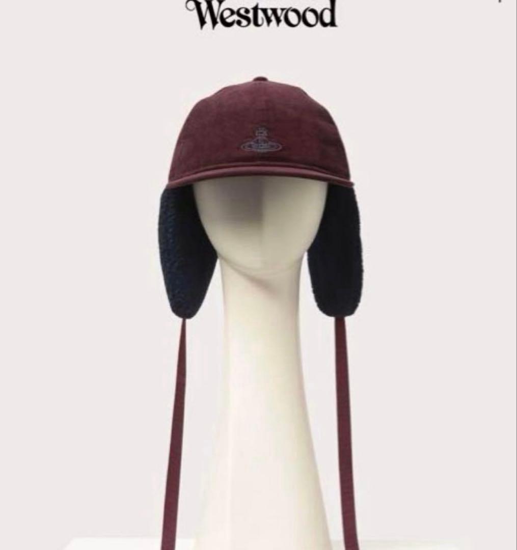 ヴィヴィアン・ウエストウッド ボア×コーデュロイ フラップキャップ