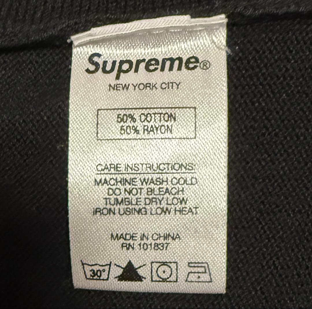 美品！Supreme Vertical Stripe Knit Polo 黒 L