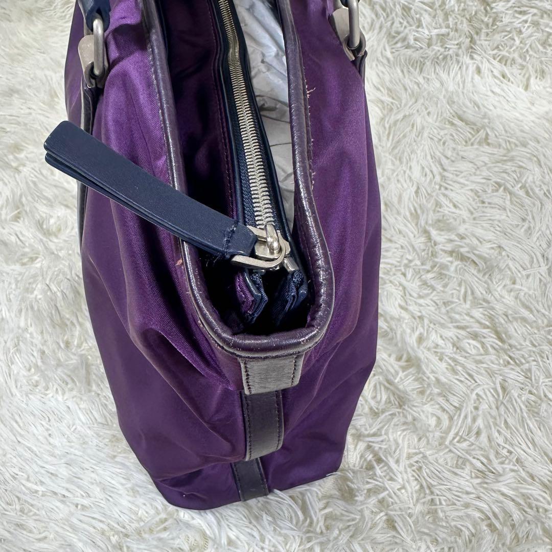 ポールスミス ビジネス トートバッグ パープル ナイロン レザー ロゴ