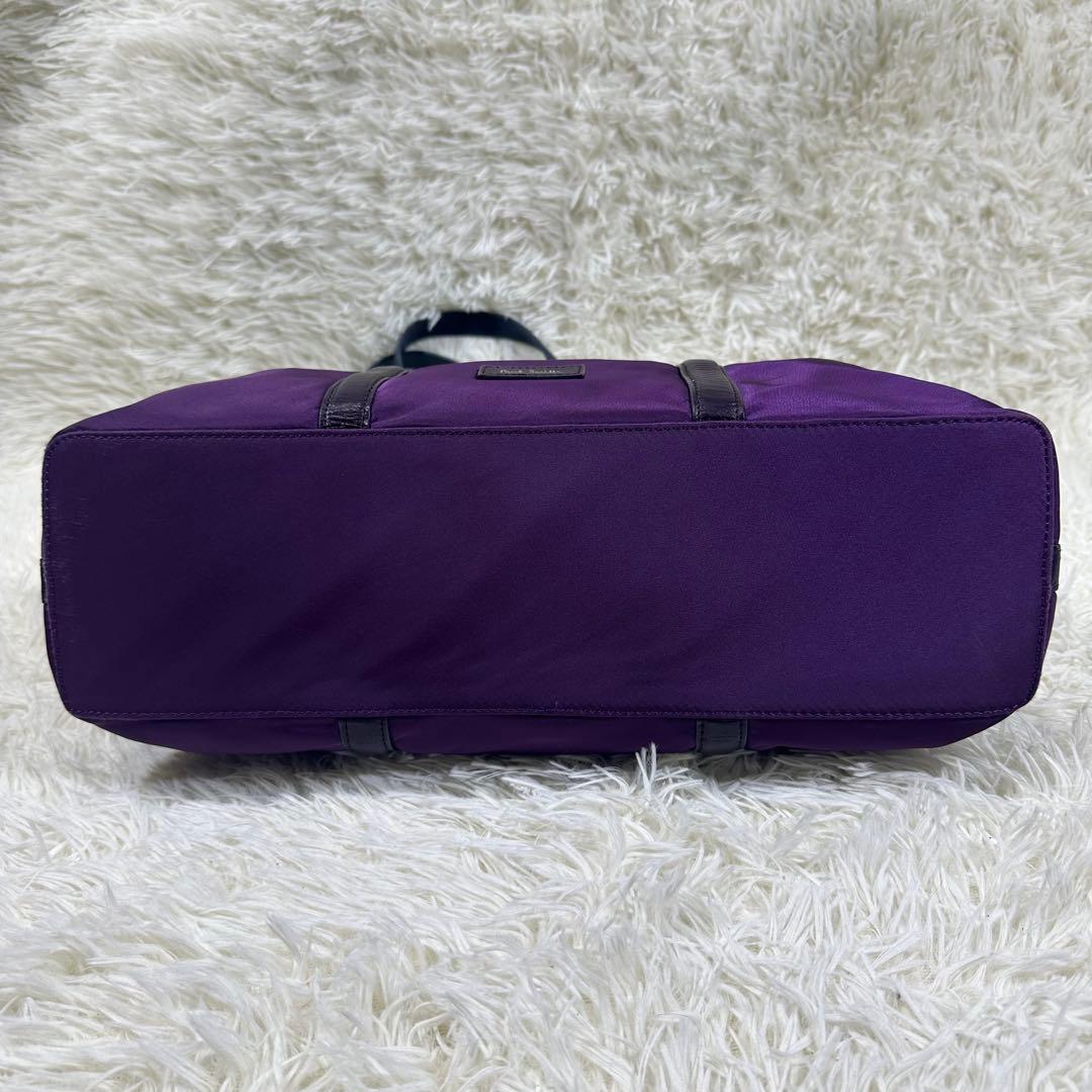 ポールスミス ビジネス トートバッグ パープル ナイロン レザー ロゴ