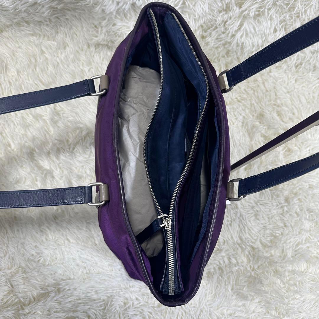 ポールスミス ビジネス トートバッグ パープル ナイロン レザー ロゴ
